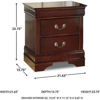 ZUQIETA Classic 2-Drawer Nightstand - 23.75" Tall with Spacious Storage in Dark Brown