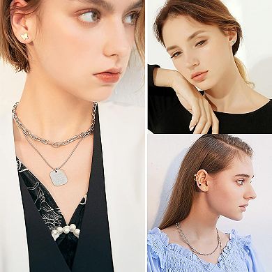 ZUQIETA 18-Pair Hypoallergenic Earrings - 20g Stainless Steel Flat Back Studs for Cartilage