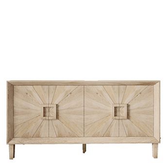 Merax 60" Rustic American Farmhouse Credenza Sunburst Design & Heavy Duty Storage