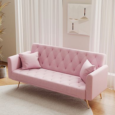 Merax Convertible Love Seat Sofa American Retro Velvet