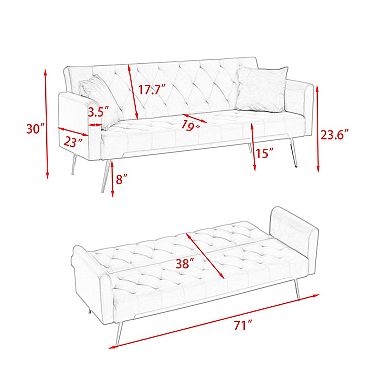 Merax Convertible Love Seat Sofa American Retro Velvet