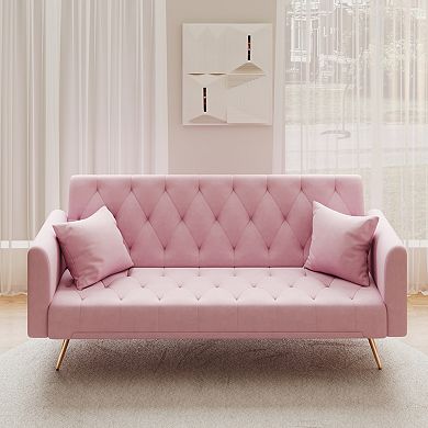 Merax Convertible Love Seat Sofa American Retro Velvet