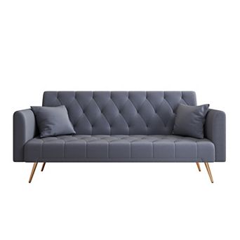 Merax Convertible Love Seat Sofa American Retro Velvet