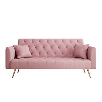 Merax Convertible Love Seat Sofa American Retro Velvet