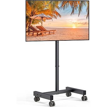ZUQIETA Compact Mobile TV Cart - 30° Tilt & Height Adjustable for 13-50” Screens/Monitors