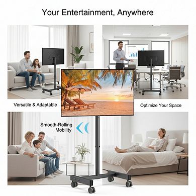 ZUQIETA Compact Mobile TV Cart - 30° Tilt & Height Adjustable for 13-50” Screens/Monitors