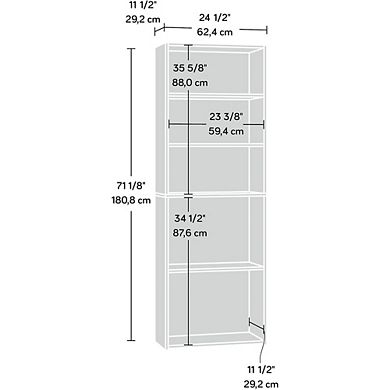 ZUQIETA Beginnings 5-Shelf Bookcase - Adjustable Shelves in Soft White for Versatile Storage