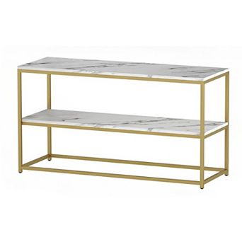 ZUQIETA 50" Modern TV Stand with Marble Top & Gold Base - 3 tier Media Console