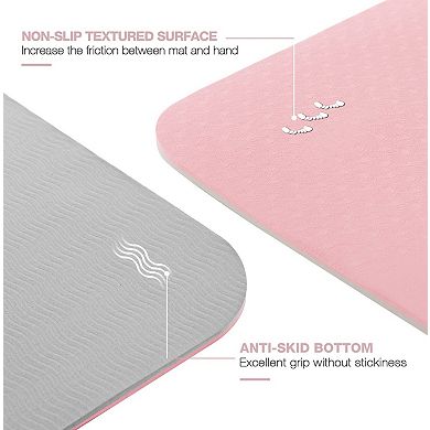 Eco-Friendly TPE Yoga Mat with Double Non-Slip Design, 6mm Thick, Free Carry Strap & Storage Bag