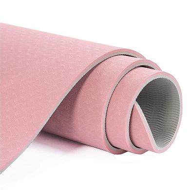 Eco-Friendly TPE Yoga Mat with Double Non-Slip Design, 6mm Thick, Free Carry Strap & Storage Bag