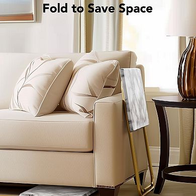 Folding TV Tray Table - Marble Top, Easy Clean, Space Saving, Stable