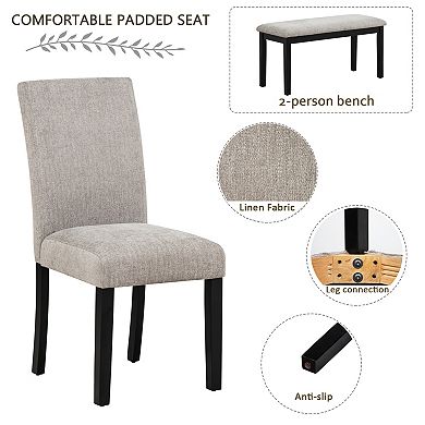 Merax 5-Piece Dining Set with Concrete Effect Melamine Tabletop