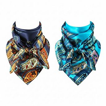2 Pack Western Bandanas: 35" Silk Feel, Versatile for Western Events
