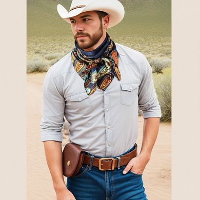 2 Pack Western Bandanas: 35" Silk Feel, Versatile for Western Events