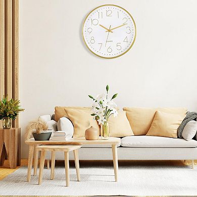 12" Silent Quartz Wall Clock: Dial for Living Room, Bedroom, Kitchen, Office, Classroom