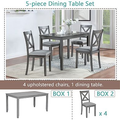 Merax Wooden Dining Rectangular Table set for 4
