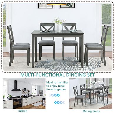 Merax Wooden Dining Rectangular Table set for 4