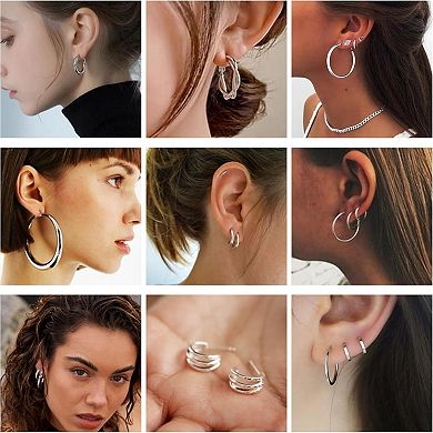 ZUQIETA Hypoallergenic 46-Pair Earring Set - 6 Style Mix of Hoops, Pearls & Studs