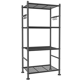 5 tier Heavy-Duty Metal Shelving Unit with Hooks: Space-Saving, Sturdy, Easy Assembly, Multi-Room