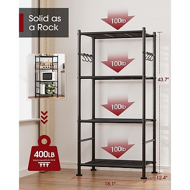 5-Tier Heavy-Duty Metal Shelving Unit with Hooks: Space-Saving, Sturdy, Easy Assembly, Multi-Room