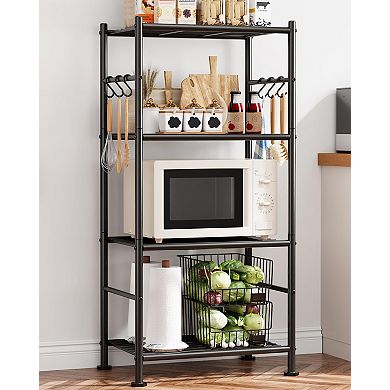 5-Tier Heavy-Duty Metal Shelving Unit with Hooks: Space-Saving, Sturdy, Easy Assembly, Multi-Room