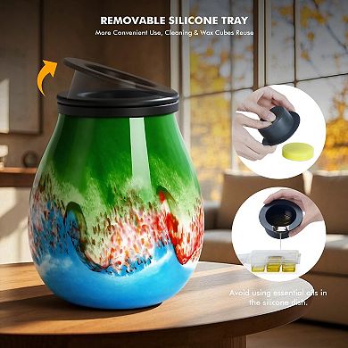 Glass Wax Warmer with Night Light: Elegant Design for Home, Office, Bedroom, Living Room