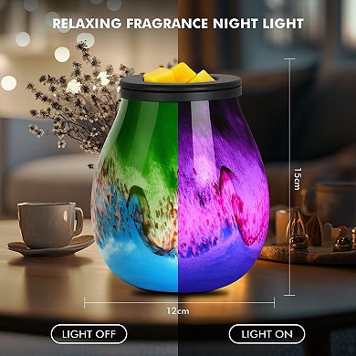 Glass Wax Warmer with Night Light: Elegant Design for Home, Office, Bedroom, Living Room