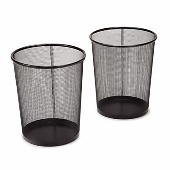 2-Pack Steel Mesh Round Trash Cans for Home, Office, Garage - Black, 6 Gallon