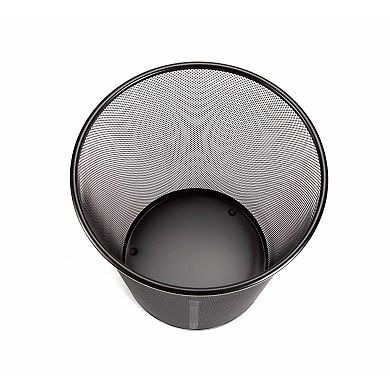 2-Pack Steel Mesh Round Trash Cans for Home, Office, Garage - Black, 6 Gallon