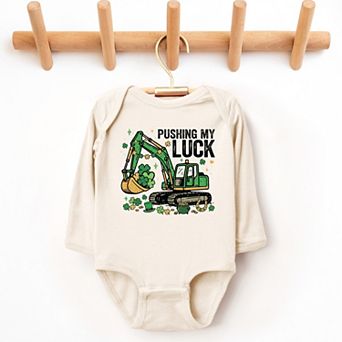 Pushing My Luck Excavator - Baby Long Sleeve Bodysuit