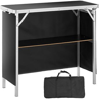 Great Ambitions Portable Folding Bar Table with Carrying Case & Shelf, 38" x 15" x 34"