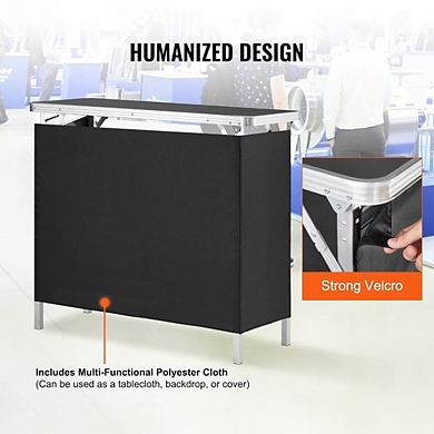 Great Ambitions Portable Folding Bar Table with Carrying Case & Shelf, 38" x 15" x 34"