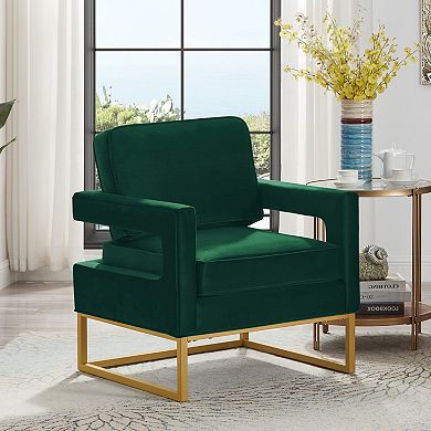 Merax Modern Style Accent Chair with Gold Metal Base