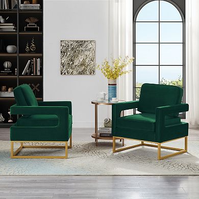 Merax Modern Style Accent Chair with Gold Metal Base