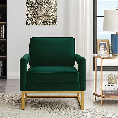 Merax Modern Style Accent Chair with Gold Metal Base