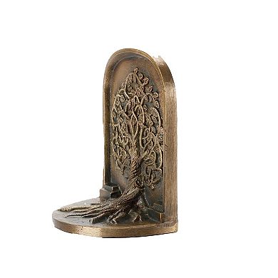 Tree of Life Cast Iron Bookends: Decorative, Non-Slip, Heavy, Rustic Finish, Perfect for Bookcases