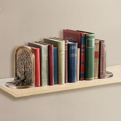 Tree of Life Cast Iron Bookends: Decorative, Non-Slip, Heavy, Rustic Finish, Perfect for Bookcases