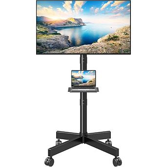 ZUQIETA Universal Home TV Cart - Rolling Stand for 27-60” Flat/Curved TVs, Tilt & Height Adjustable