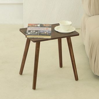 Small Solid Wood End Table: Rustic Brown, Multi-Purpose for Living Room, Bedroom, Office