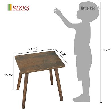 Small Solid Wood End Table: Rustic Brown, Multi-Purpose for Living Room, Bedroom, Office