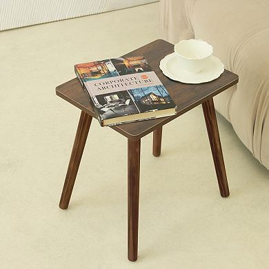 Small Solid Wood End Table: Rustic Brown, Multi-Purpose for Living Room, Bedroom, Office