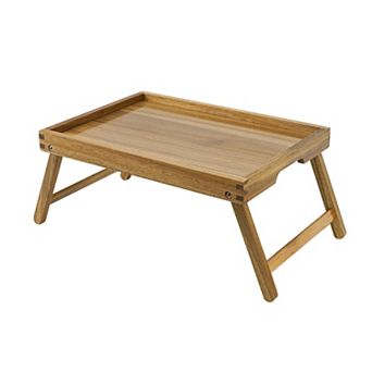 Acacia Wood Bed Tray with Folding Legs for Breakfast and Laptop Use