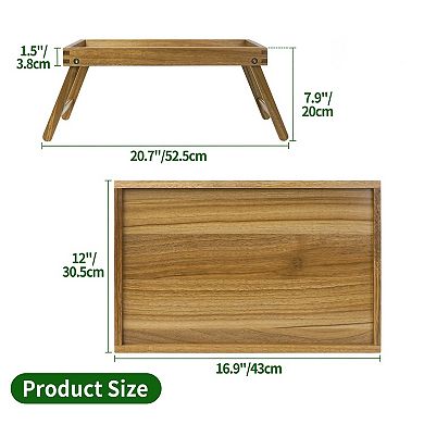Acacia Wood Bed Tray with Folding Legs for Breakfast and Laptop Use