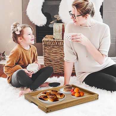 Acacia Wood Bed Tray with Folding Legs for Breakfast and Laptop Use