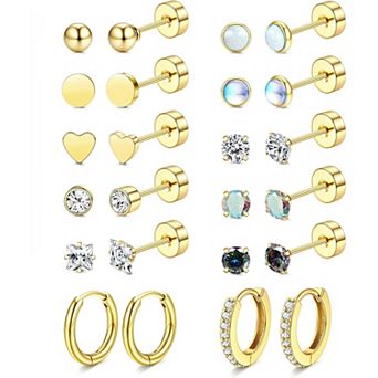 ZUQIETA 12 pc 20G Earrings
