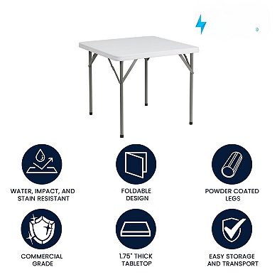 2.85' Square Folding Event Table: Portable, Durable, No Assembly, 4-Person Capacity