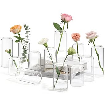 Clear Glass Small Flower Vase Set of 12 for Decor: Home, Office, Events