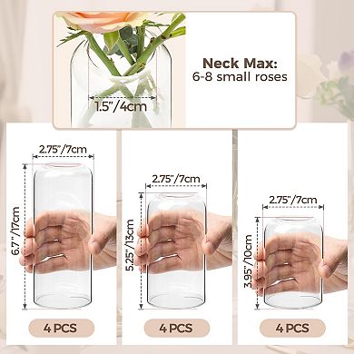 Clear Glass Small Flower Vase Set of 12 for Decor: Home, Office, Events