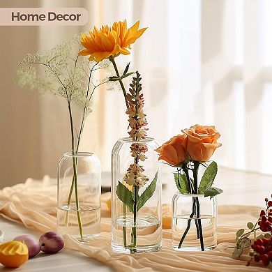 Clear Glass Small Flower Vase Set of 12 for Decor: Home, Office, Events