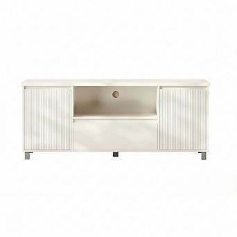 ZUQIETA 63" Modern TV Stand - Storage Drawer & Open Shelves for 70" TVs, White